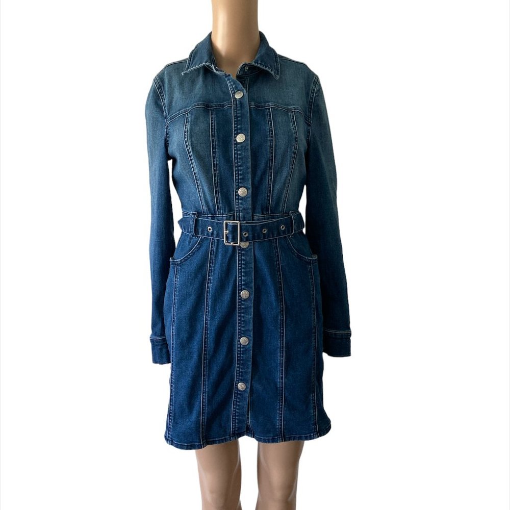 Bebe Seamed Denim Sized 4 Dress
